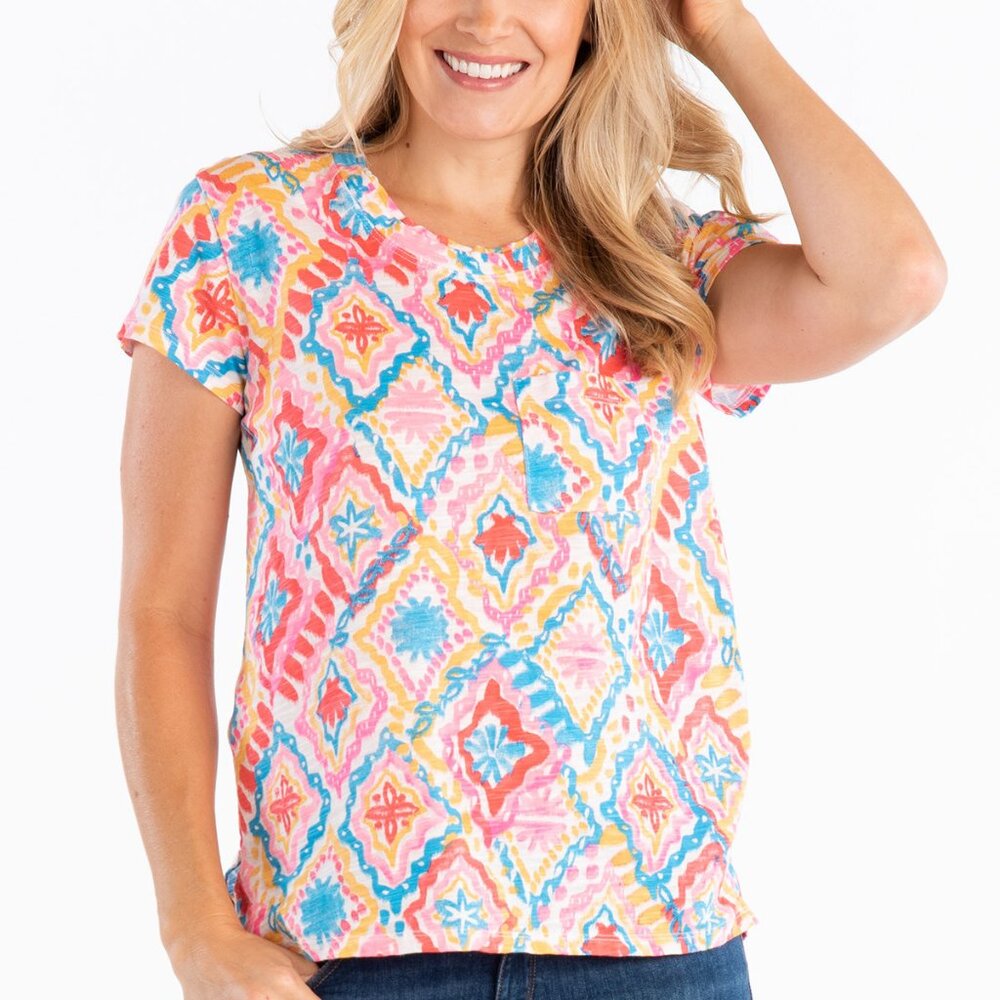 nwt FRESH PRODUCE Janey Slub T cotton knit top hi-low hem
